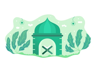 Flat design illustration of a green mosque alquran arabic flat flat design flat ilustration flatdesign green illustration illustrator minimal mosque muslim nature plants ramadhan ui web website