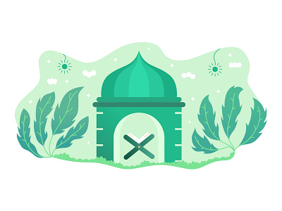 Flat design illustration of a green mosque