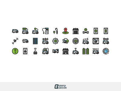 ELECTRIC CAR ICON SET electric car ev icon design icon set