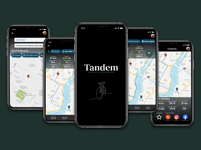 Tandem - A Navigation and Ride-Tracking App for Urban Cyclists app cycling design fitness navigation ui ux