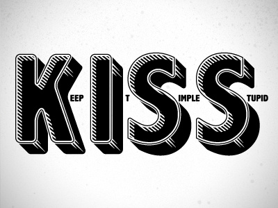 Kiss black design font it keep kiss new quote simple stupid text treatment type white