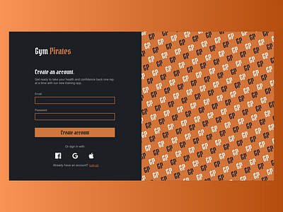 Gym Pirate Account Onboarding UI branding design graphic design illustration landing page ui user experience ux