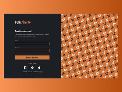 Gym Pirate Account Onboarding UI