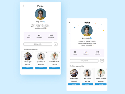 Profile Screen design graphic design mobile profile profile screen social media ui user ux