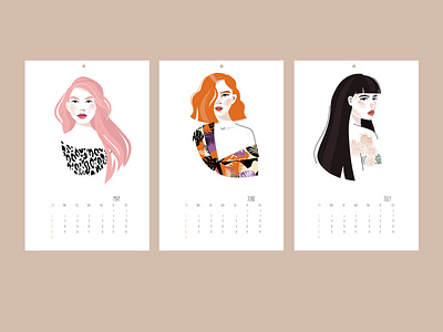 Calendar Design beauty beauty product calendar character cosmetics design face fashion female glamour illustration typography