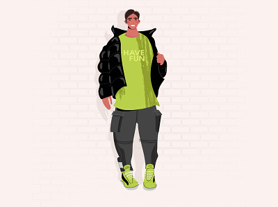 Trendy guy cartoon casual caucasian character design face fashion illustration guy illustration lifestyle millennial sticker vector