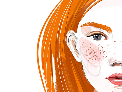 Red-haired girl and sterlitzia. Details cartoon character cosmetics design fashion female ginger glamour illustration