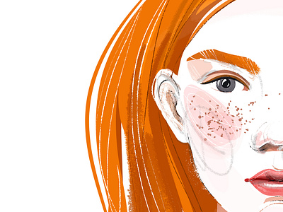 Red-haired girl and sterlitzia. Details