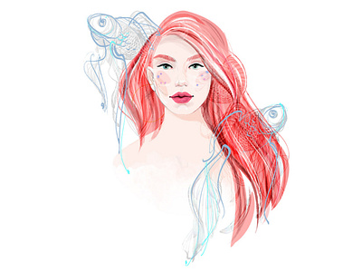 Portrait 2 beauty character digital illustration fashion illustration female fish glamour illustration