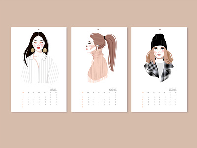 Calendar Design 2 beauty calendar cartoon character face female glamour illustration portrait sticker typography