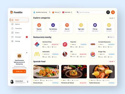 FoodGo - Food Delivery Web App 2022 clean clean ui creative design food food app food dashboard food delivery food order food web app modern trending ui uiux ux web app web application website design