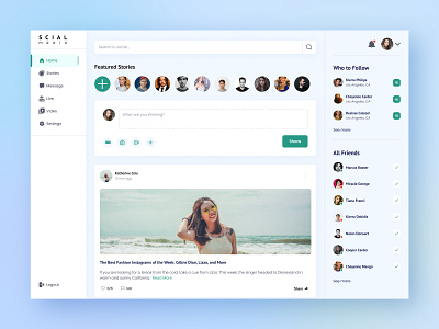 Scial - Social Media Web Application 2022 clean clean ui creative design modern social media social media dashboard socialmedia socila media web app trending ui uiux ux web app web application web apps