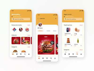 BeHealthy - Food Delivery Mobile App 2022 app clean clean ui creative delivery design ecommerce food food app food delivery mobile apps mobile ui modern online store trending trendy ui uiux ux