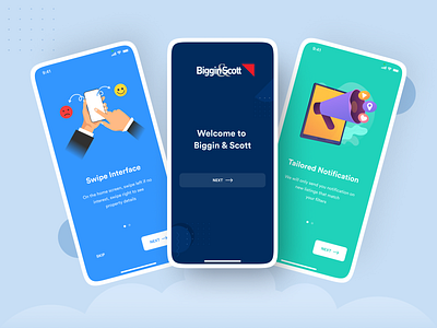 Biggin & Scott - Property Listing App Onboarding agent app design asraful clean clean ui creative find agent listing minimal mobile app modern onboarding product property property management real estate trending ui uiux ux