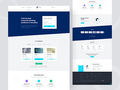 Creditly - Purchasing Consumer Banking Products Landing Page 2022 bank bank landing page bank website banking clean clean ui consumer banking creative design landing page minimal modern purchase consumer banking search bank trendy ui uiux ux website