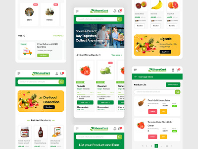 Share Cart - Grocery Shop Website Mobile Version android clean clean design clean ui creative design ecommerce app grocery app grocery shop ios mobile mobile app modern typography ui ui design uiux ux