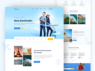 Travellux - Travel Agency Website 2022 clean clean ui creative design landing landing page travel travel agency travel landing travel website traveling ui uiux ux webdesign website design