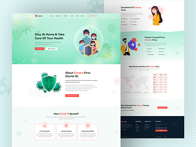 Covid - Coronavirus Awareness Landing Page clean clean ui corona corona landing corona virus awarness corona website covid 19 covid landing creative design health health landing medical landing ui uiux ux webdesign