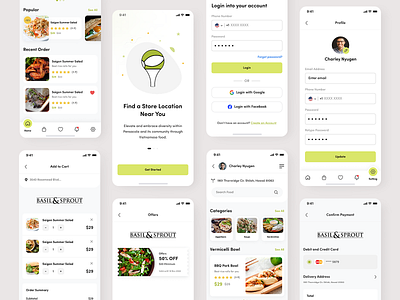 Basil & Sprout - Vietnam Street Food Mobile App 2022 app burger clean creative design food minimal mobile mobile app modern restaurant app street food style guide trendy typography ui uiux ux