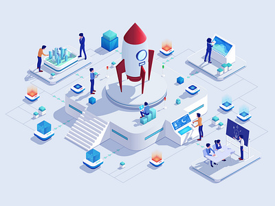 Isometric tech illustration