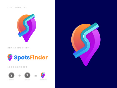 S+Pin Logo | Modern Logo | SpotsFinder abstract logo branding business logo colorful logo company logo design gradient logo graphic design letter logo logo logo design minimalist logo modern modern business logo modern logo pin s s logo startup logo tech logo