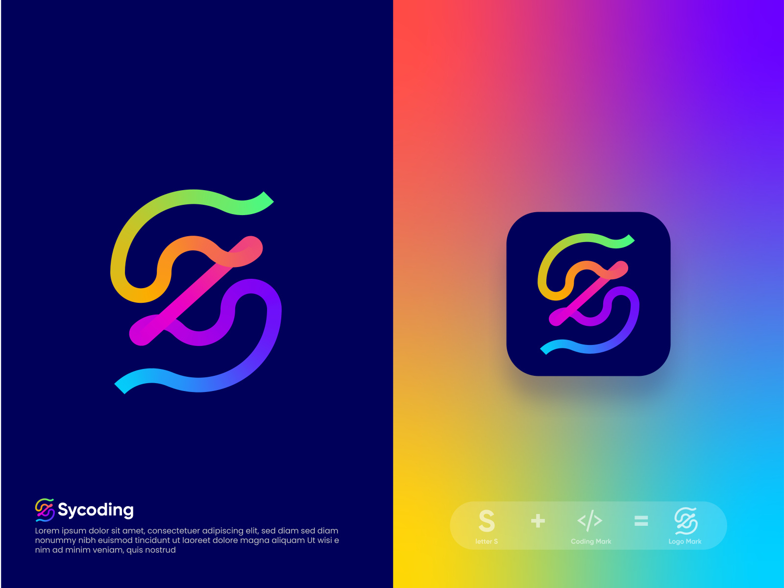 S+Coding logo | modern colorful gradient logo by Fahad Rohan | Logo ...