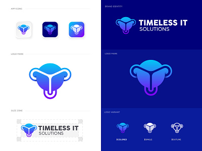 Letter T + Time logo design