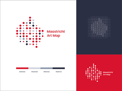 Maastricht Art Map | Logo and branding abstract art blue branding branding and identity branding design clean color fun graphic design identity inspiration lgo map minimal red