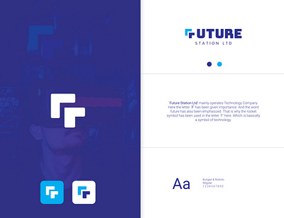 Future Station Ltd. branding f letter f letter logo f mark f monogram flat future logo gaming logo logo design minimal tech logo typography ui