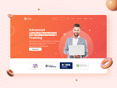 Hero Section Design for Euston Academy 2021 trend design landing page landing page design learning management system lms templates ui