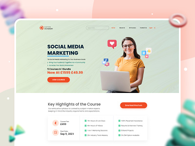 Landing Page Design for Euston Academy 2021 trend design landing page landing page design learning management system lms templates ui