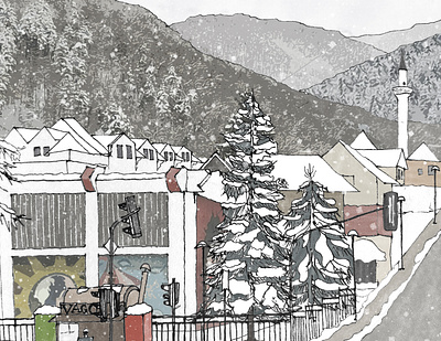 Hometown snow adobe photoshop digitalart illustration