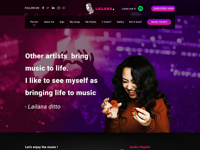 lailana artist website celebrity musician singer ui ui ux ux design web design