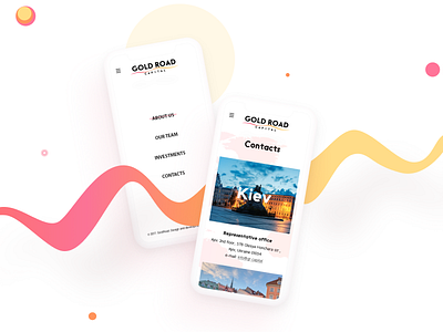 Gold Road capital (investments) gradient graphic investment orange pink site uiux web site