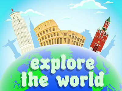 Explore the world attractions illustration leaning tower of pisa sightseeing travel traveling vector