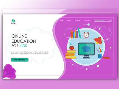 Online Education for Kids landing page layout design design ui web