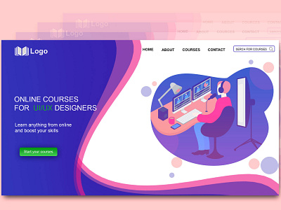 Landing page for online courses app branding design logo ui ux website