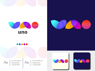 U N O letter logo design illustration logo minimal vector