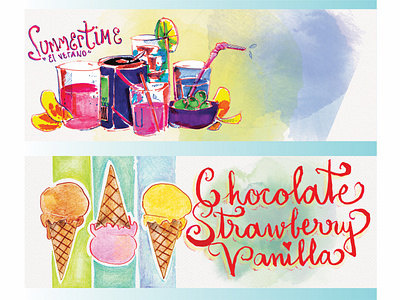 summertime editorial design food illustration hand drawn handlettering illustration