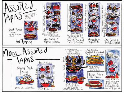 FOOD assorted tapas book art food illustration foodie illustration design lettering