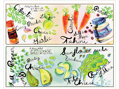 FOOD summerttime recipes design editorial design food illustration hand drawn illustration lettering