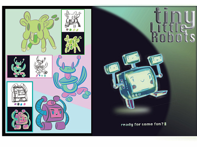 tiny little robots character design cute art illustration kidlitart