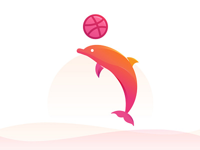 Hello Dribbble~ debut dolphin dribbble first shot illustration