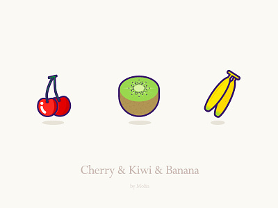 Fruits banana cherry food fruit icon illustration kiwi