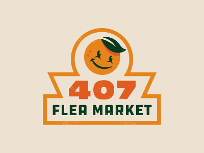 407 Flea Market branding character cute design identity illustration logo orange orlando retro vintage
