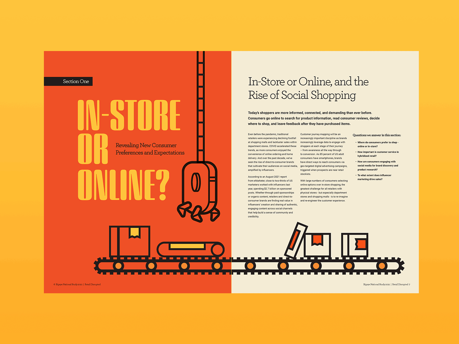 Bigeye Insights Report: Retail Disrupted branding design editorial editorial design graphic design illustration information design layout orlando report research