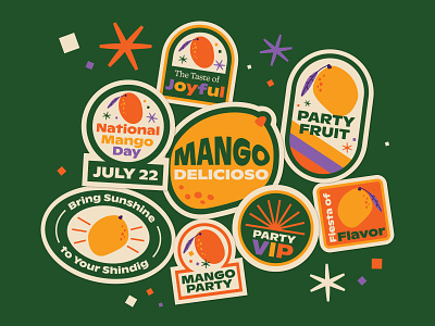 Mango Fruit Stickers branding cute design fruit illustration mango orlando party sticker vector