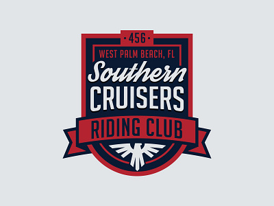 Southern Cruisers Riding Club Badge american badge blue club design eagle logo motorcycle red ribbon