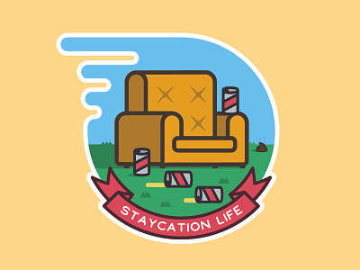 Staycation Life - Day Drinking beer couch funny illustration lifestyle outdoor outside recliner staycation sticker summer