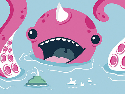 The Lake Eola Kraken baby bright cute design digital horror illustration kraken monster orlando